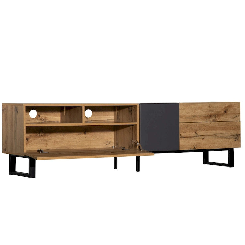 Mueble Moderno para TV de 80" con Doble Espacio de Almacenamiento