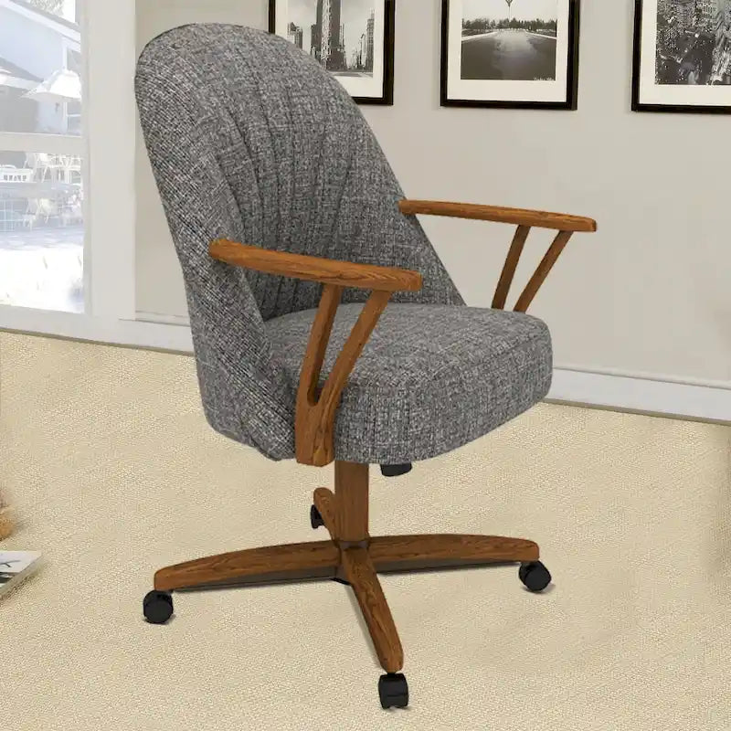 Silla de comedor Cliff Caster de madera maciza con acabado castaño
