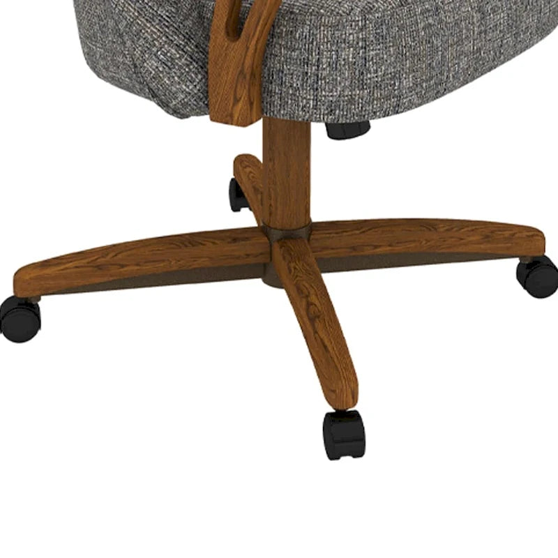 Silla de comedor Cliff Caster de madera maciza con acabado castaño