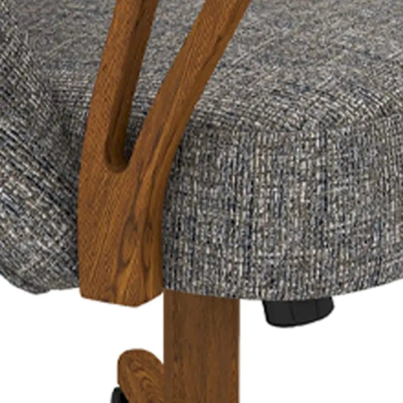 Silla de comedor Cliff Caster de madera maciza con acabado castaño