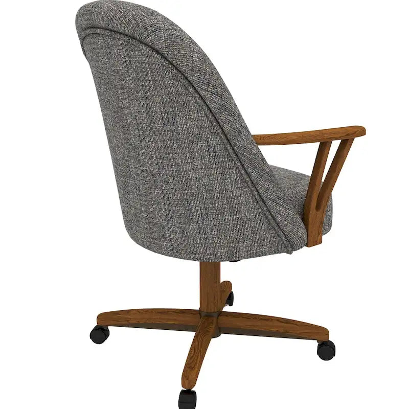 Silla de comedor Cliff Caster de madera maciza con acabado castaño