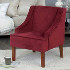 Sillón decorativo Swoop Arm de terciopelo Berry Merlot