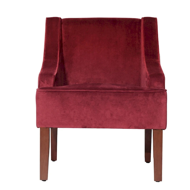 Sillón decorativo Swoop Arm de terciopelo Berry Merlot
