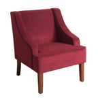 Sillón decorativo Swoop Arm de terciopelo Berry Merlot