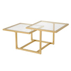 Mesa de centro de dos niveles de cristal templado con estructura metálica