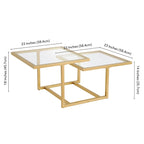 Mesa de centro de dos niveles de cristal templado con estructura metálica