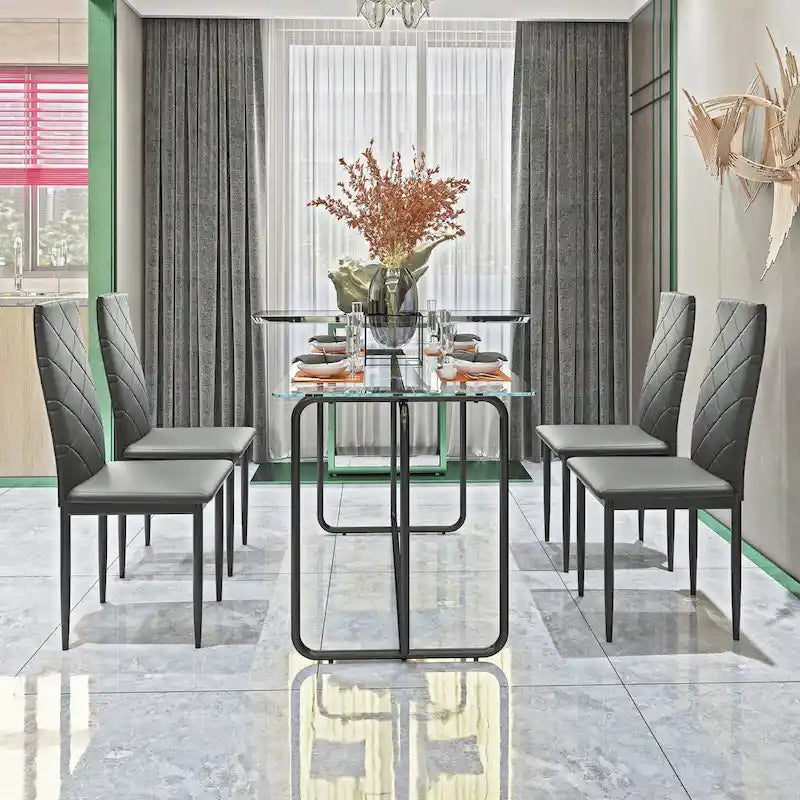 Mesa de Comedor Rectangular con Estructura Metálica