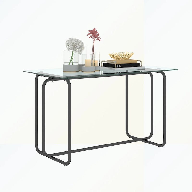 Mesa de Comedor Rectangular con Estructura Metálica