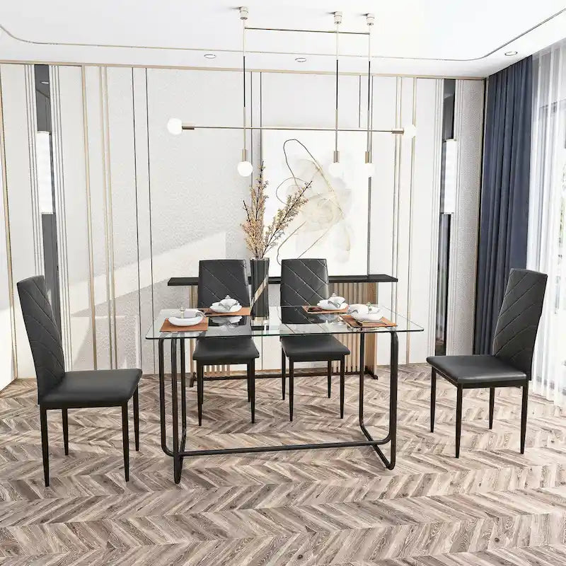 Mesa de Comedor Rectangular con Estructura Metálica