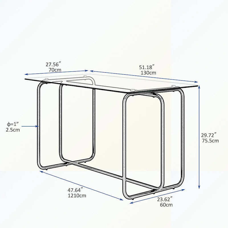 Mesa de Comedor Rectangular con Estructura Metálica