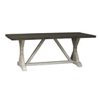 Mesa de caballete rústica blanca con acabado gris envejecido