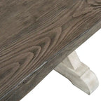 Mesa de caballete rústica blanca con acabado gris envejecido