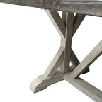 Mesa de caballete rústica blanca con acabado gris envejecido