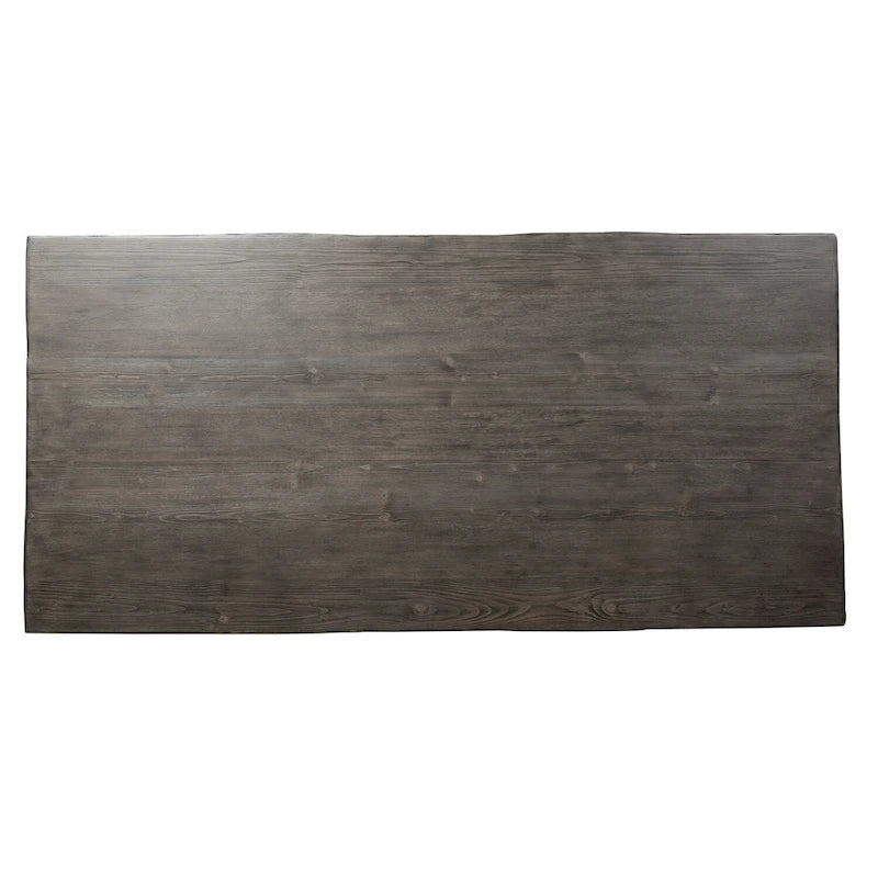 Mesa de caballete rústica blanca con acabado gris envejecido