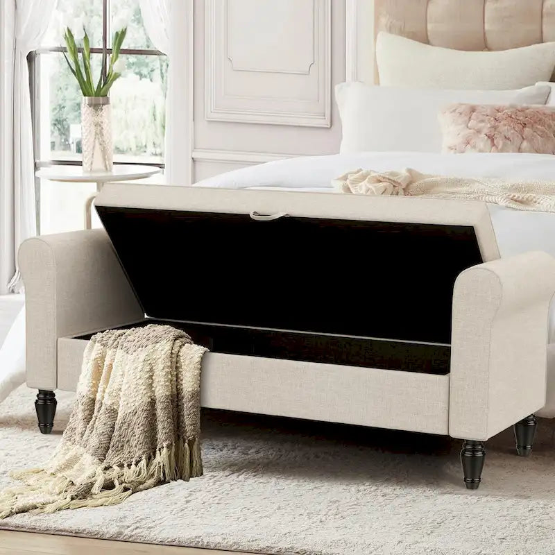 Andeworld Banco Otomana con Brazos Tapizados, banco para pies de cama