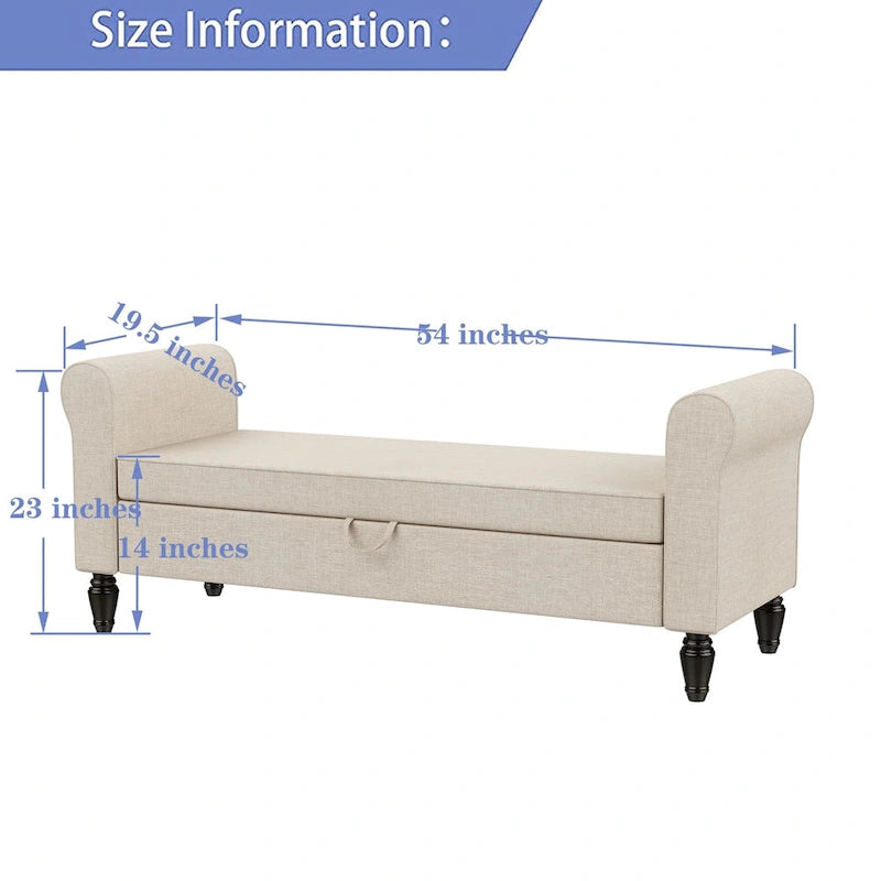 Andeworld Banco Otomana con Brazos Tapizados, banco para pies de cama