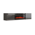 Mueble de TV de 72 pulgadas con chimenea eléctrica integrada, incluye kit de montaje en pared