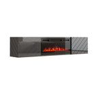 Mueble de TV de 72 pulgadas con chimenea eléctrica integrada, incluye kit de montaje en pared
