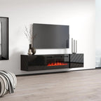 Mueble de TV de 72 pulgadas con chimenea eléctrica integrada, incluye kit de montaje en pared
