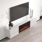 Mueble de TV de 72 pulgadas con chimenea eléctrica integrada, incluye kit de montaje en pared