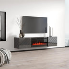 Mueble de TV de 72 pulgadas con chimenea eléctrica integrada, incluye kit de montaje en pared