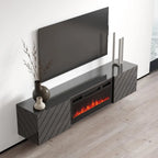 Mueble de TV de 72 pulgadas con chimenea eléctrica integrada, incluye kit de montaje en pared