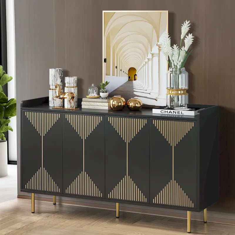 Alacena de cocina de 55 pulgadas con almacenamiento, aparador, mesa de bufé con puertas