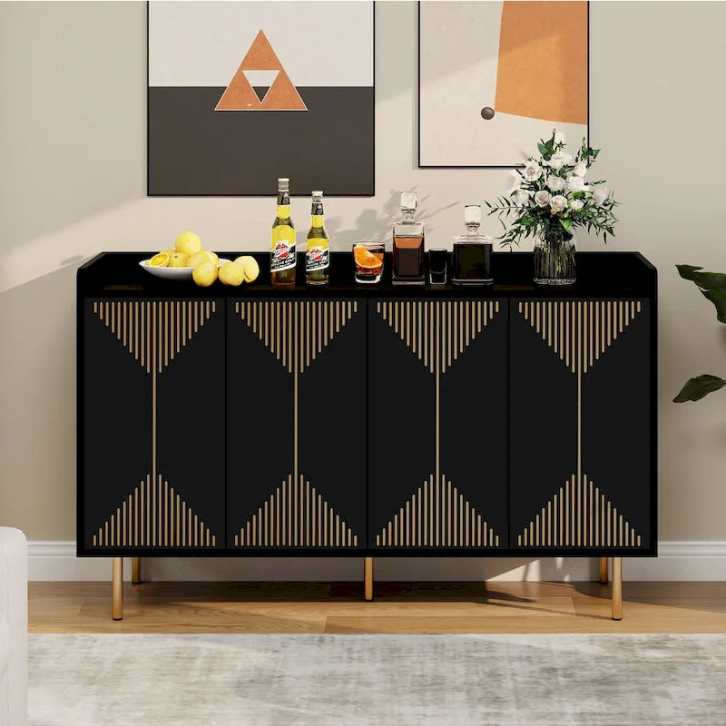 Alacena de cocina de 55 pulgadas con almacenamiento, aparador, mesa de bufé con puertas