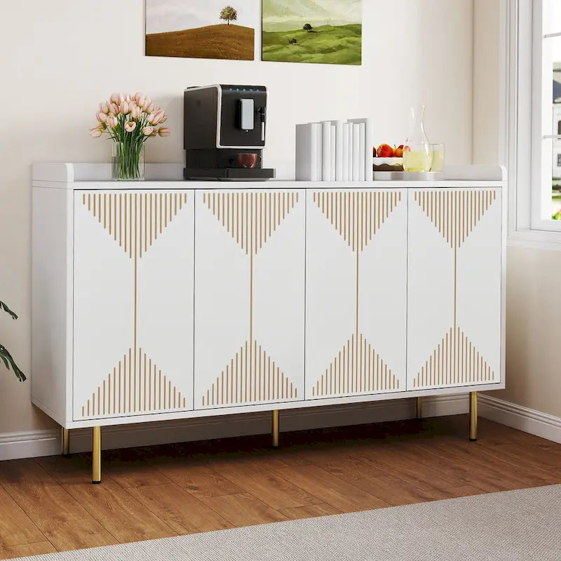 Alacena de cocina de 55 pulgadas con almacenamiento, aparador, mesa de bufé con puertas
