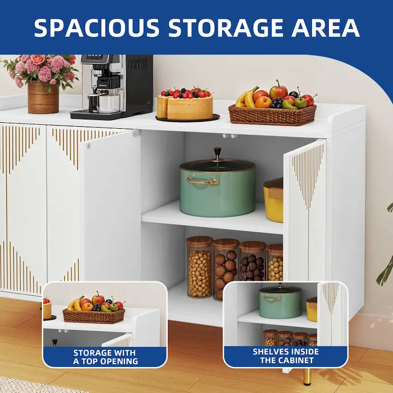 Alacena de cocina de 55 pulgadas con almacenamiento, aparador, mesa de bufé con puertas