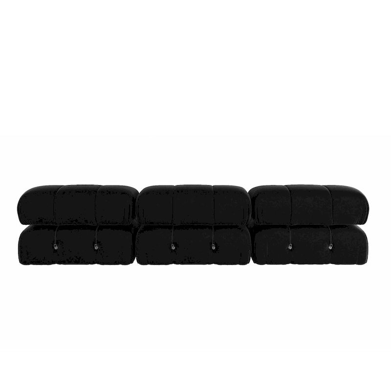 Sofá seccional tapizado en terciopelo negro