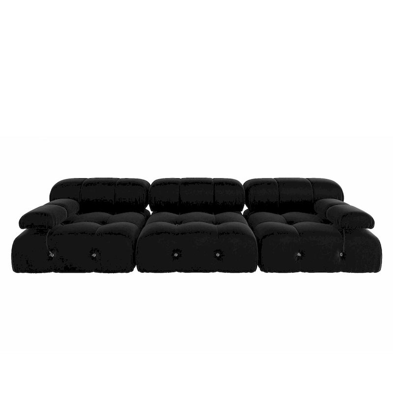 Sofá seccional tapizado en terciopelo negro