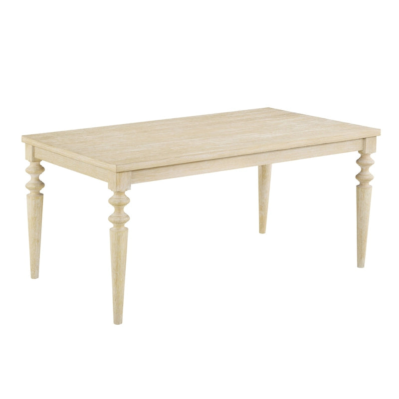 Mesa de comedor con 6 sillas capitoné, patas torneadas