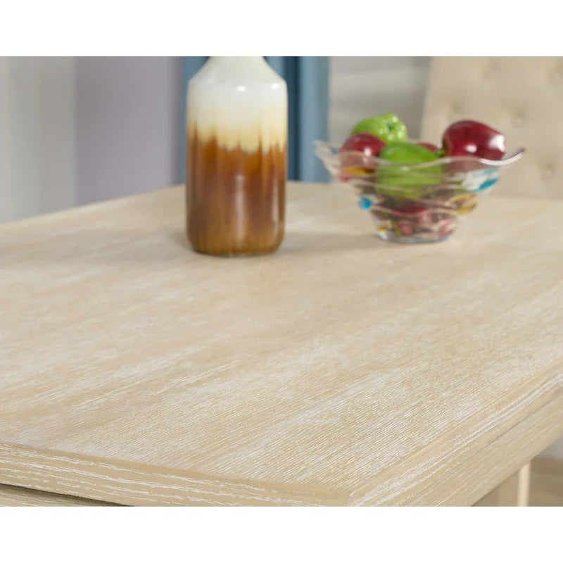 Mesa de comedor con 6 sillas capitoné, patas torneadas