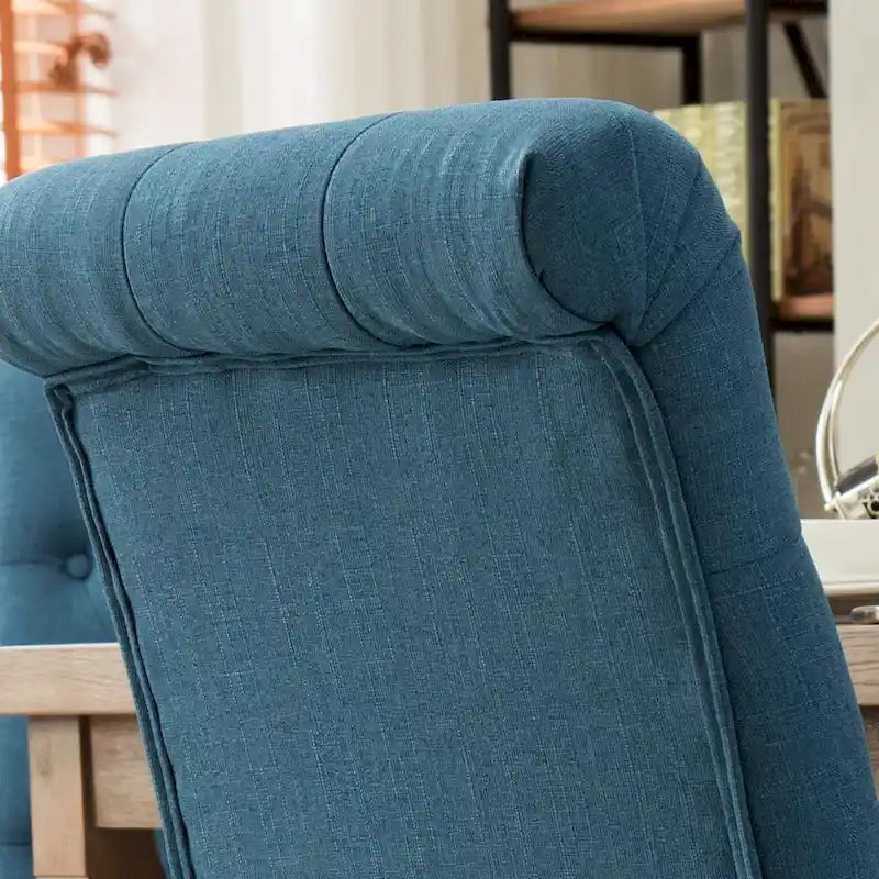 Mesa de comedor con 6 sillas capitoné, patas torneadas