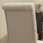 Mesa de comedor con 6 sillas capitoné, patas torneadas