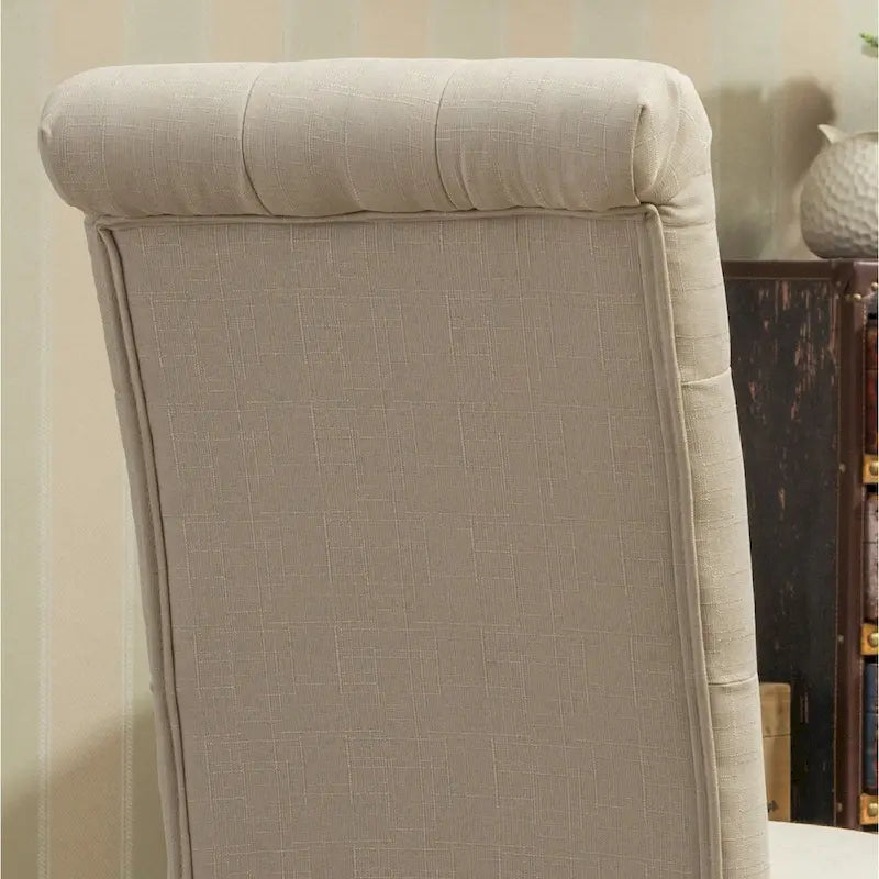 Mesa de comedor con 6 sillas capitoné, patas torneadas