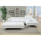 Seccional de sofá de dos plazas de cuero reconstituido Hayden con respaldo ajustable, otomana incluida