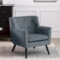 Sillón Acentual Tapizado en Terciopelo con Estructura de Acero y Patas de Madera