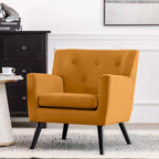 Sillón Acentual Tapizado en Terciopelo con Estructura de Acero y Patas de Madera