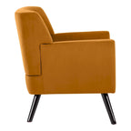 Sillón Acentual Tapizado en Terciopelo con Estructura de Acero y Patas de Madera