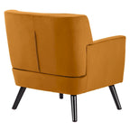 Sillón Acentual Tapizado en Terciopelo con Estructura de Acero y Patas de Madera