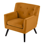Sillón Acentual Tapizado en Terciopelo con Estructura de Acero y Patas de Madera