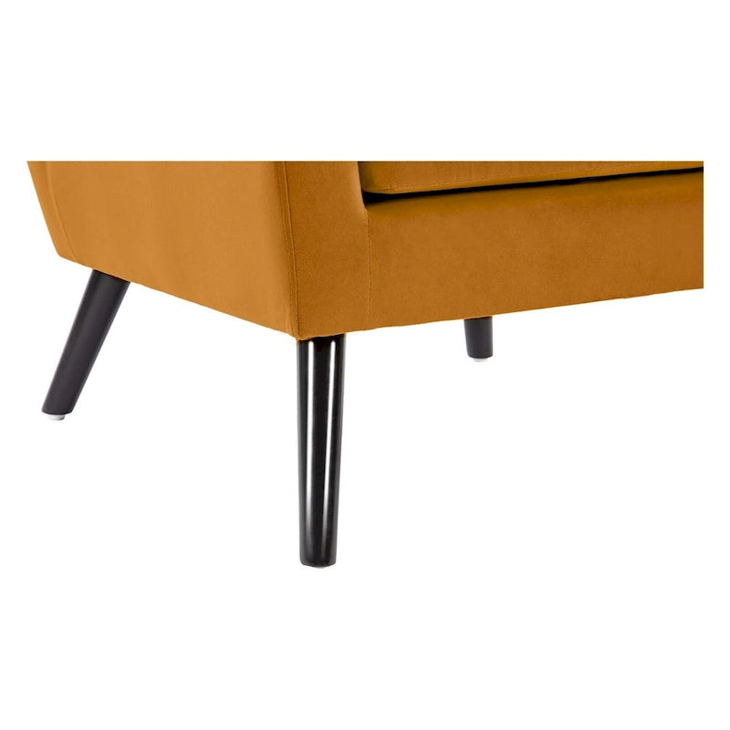Sillón Acentual Tapizado en Terciopelo con Estructura de Acero y Patas de Madera