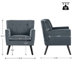 Sillón Acentual Tapizado en Terciopelo con Estructura de Acero y Patas de Madera