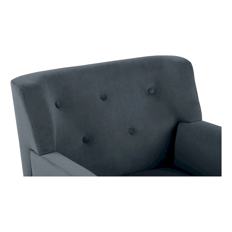 Sillón Acentual Tapizado en Terciopelo con Estructura de Acero y Patas de Madera