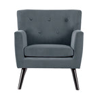 Sillón Acentual Tapizado en Terciopelo con Estructura de Acero y Patas de Madera