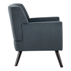 Sillón Acentual Tapizado en Terciopelo con Estructura de Acero y Patas de Madera