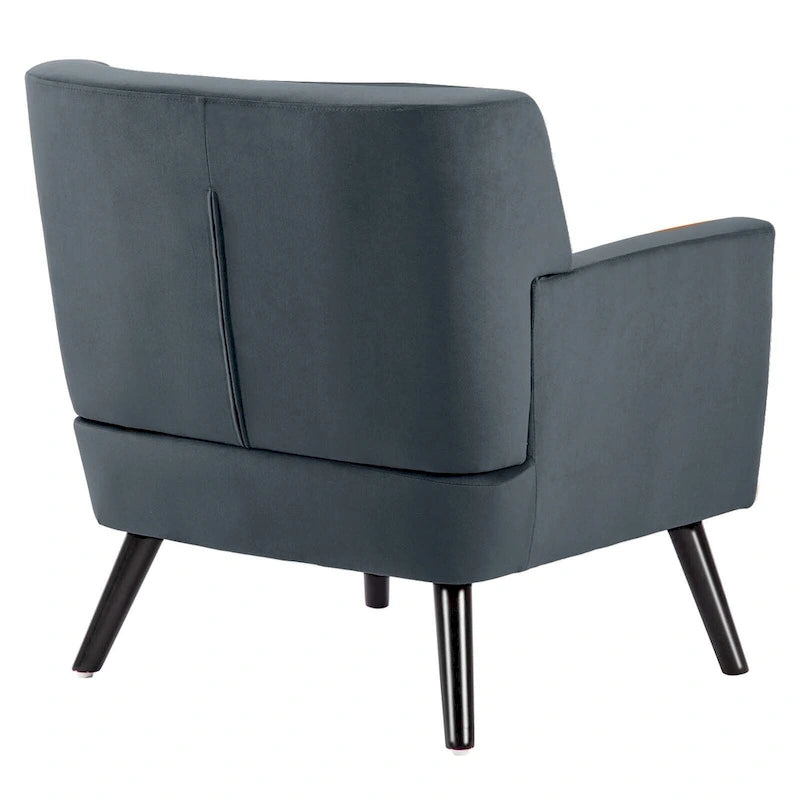 Sillón Acentual Tapizado en Terciopelo con Estructura de Acero y Patas de Madera
