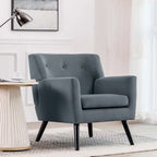 Sillón Acentual Tapizado en Terciopelo con Estructura de Acero y Patas de Madera